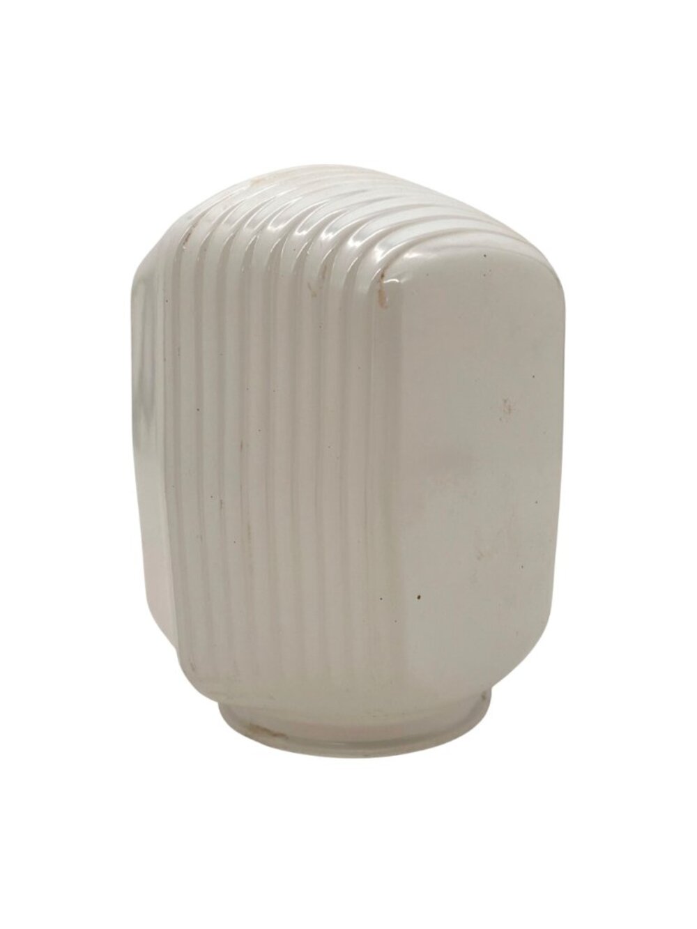 Vintage Milk Glass Art Deco Light Fixture Shade With Clear Geometric Panel 6" - Picture 7 of 13